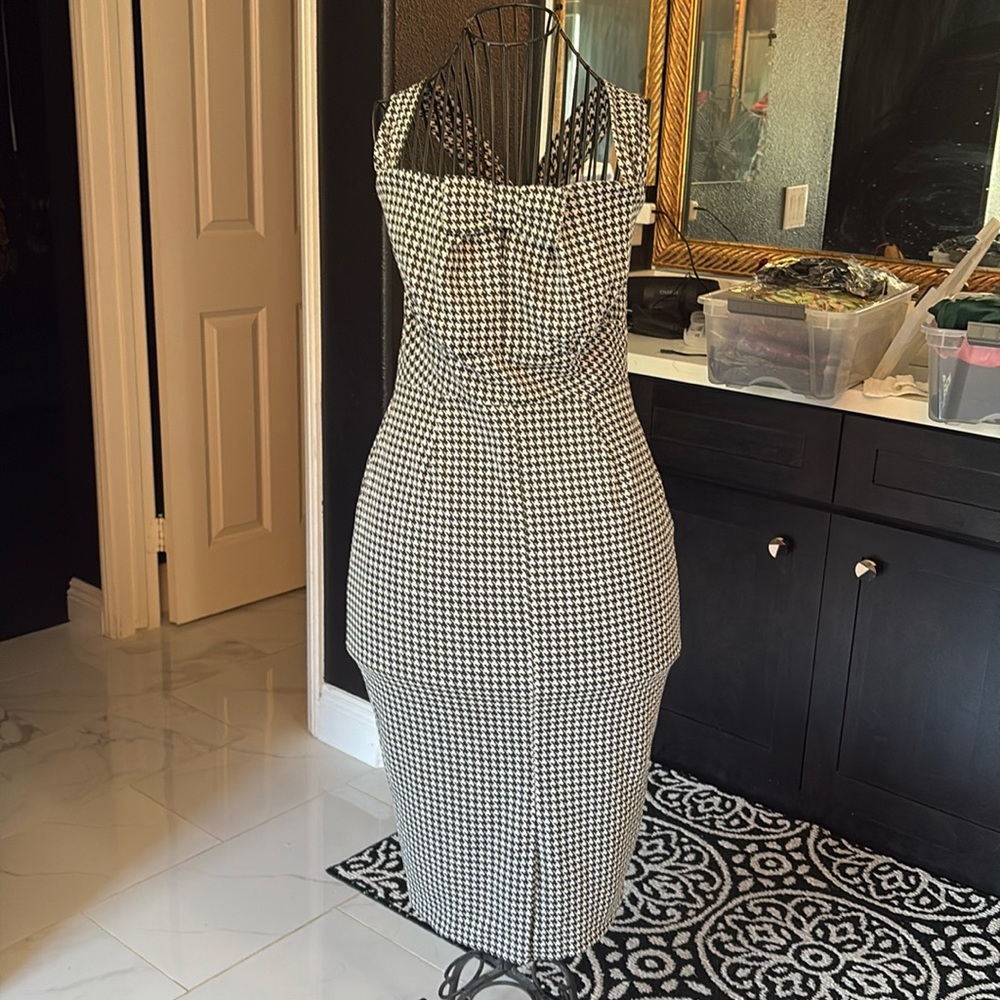 Stop Staring Black and White Midi Dress